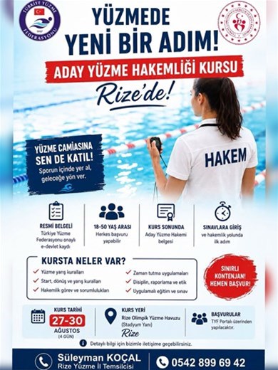 Aday Yüzme Hakemliği Kursu Açılıyor
