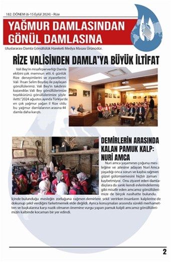 Eylül Ayında Rize’ye Düşen 44 DAMLA’